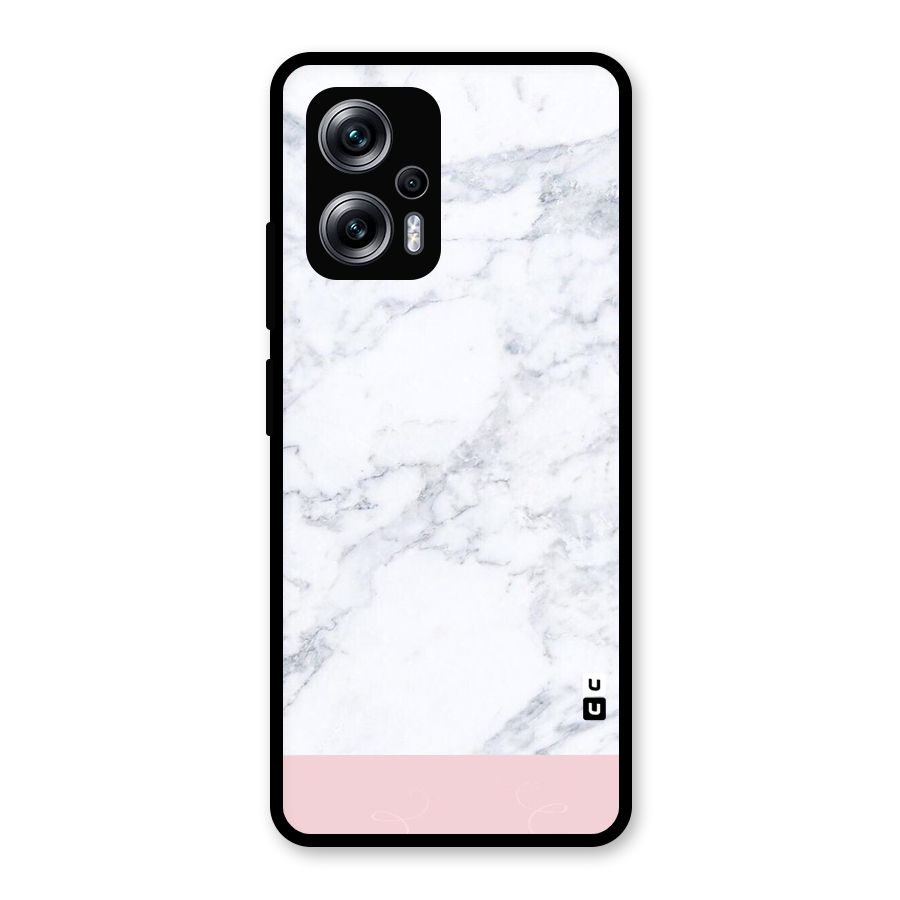 Pink White Merge Marble Glass Back Case for Redmi K50i