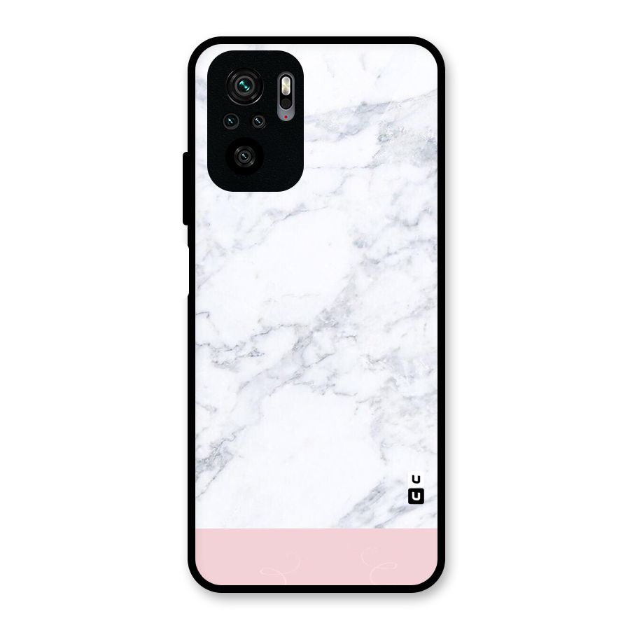 Pink White Merge Marble Glass Back Case for Redmi Note 10S