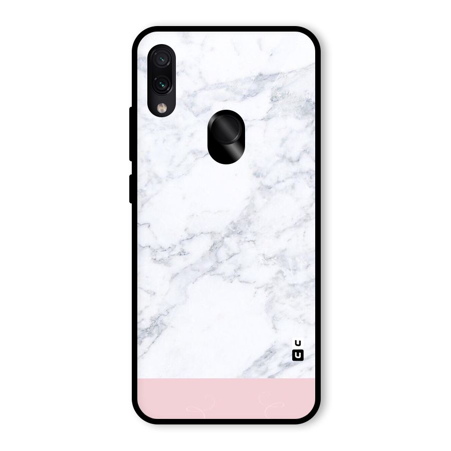 Pink White Merge Marble Glass Back Case for Redmi Note 7