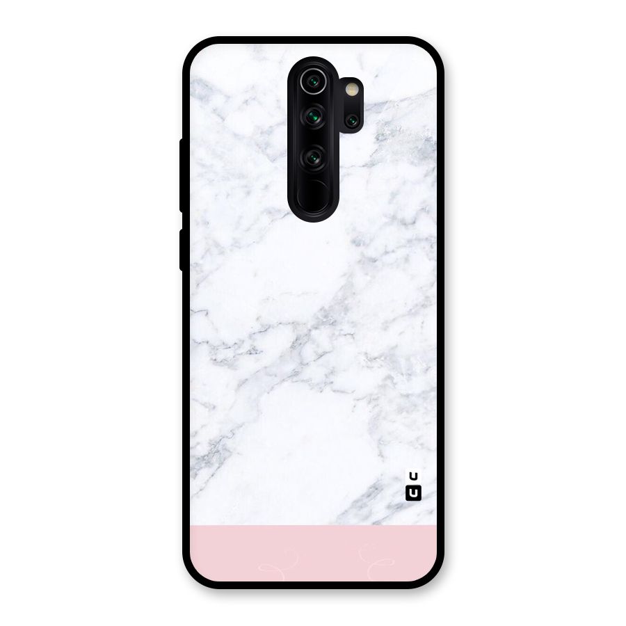 Pink White Merge Marble Glass Back Case for Redmi Note 8 Pro