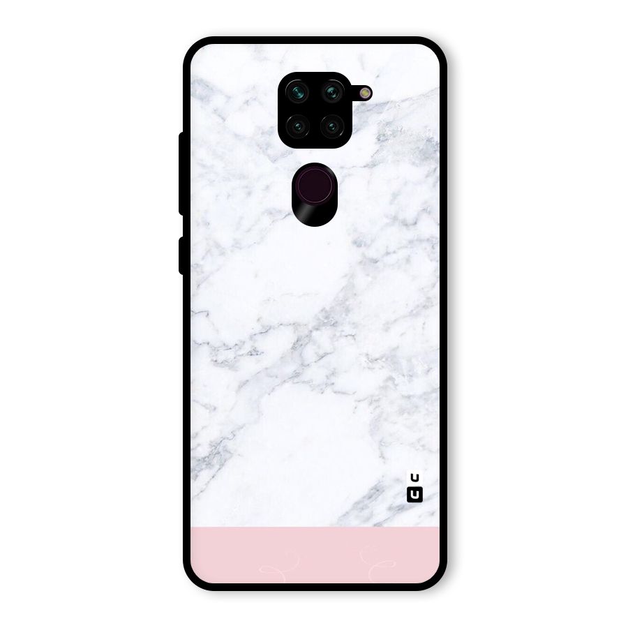 Pink White Merge Marble Glass Back Case for Redmi Note 9