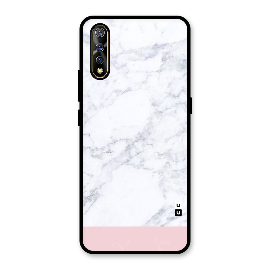 Pink White Merge Marble Glass Back Case for Vivo S1