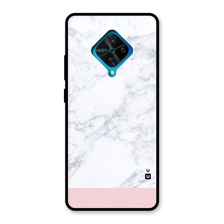 Pink White Merge Marble Glass Back Case for Vivo S1 Pro