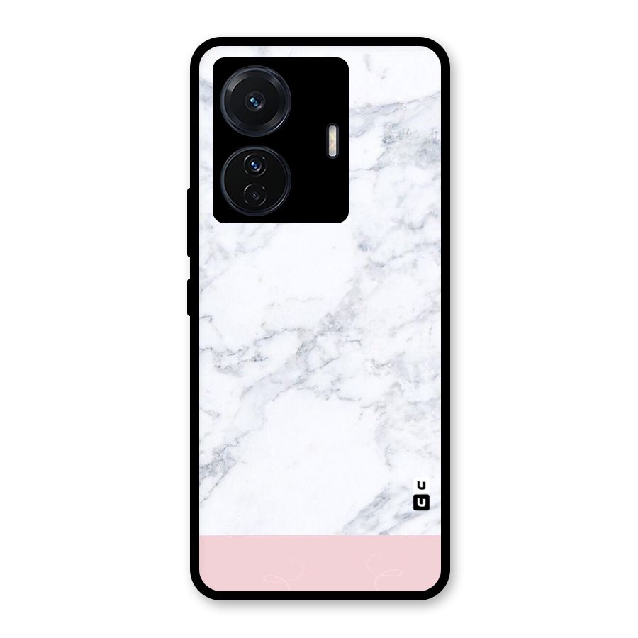 Pink White Merge Marble Glass Back Case for Vivo T1 Pro