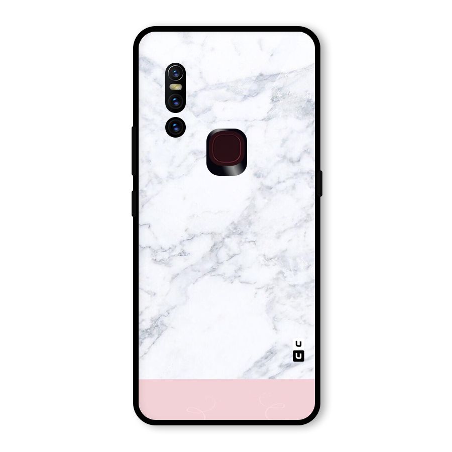 Pink White Merge Marble Glass Back Case for Vivo V15
