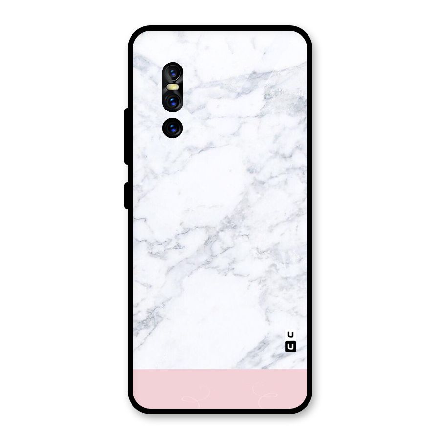 Pink White Merge Marble Glass Back Case for Vivo V15 Pro