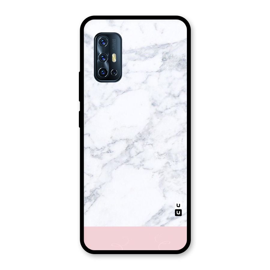 Pink White Merge Marble Glass Back Case for Vivo V17