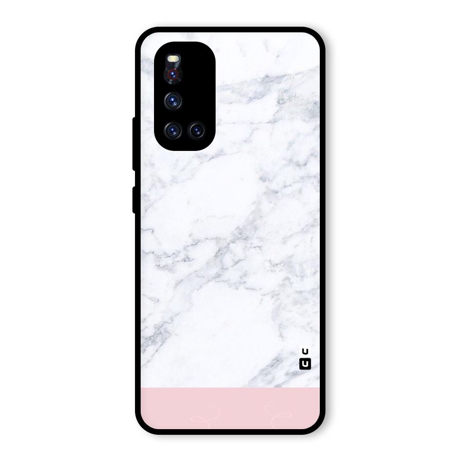 Pink White Merge Marble Glass Back Case for Vivo V19