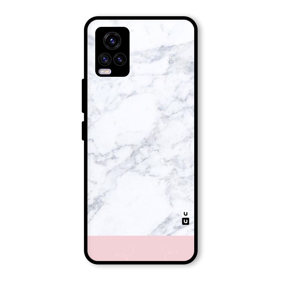 Pink White Merge Marble Glass Back Case for Vivo V20