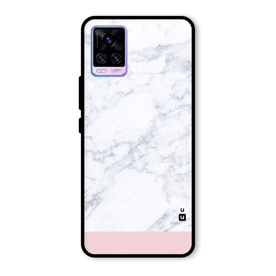 Pink White Merge Marble Glass Back Case for Vivo V20 Pro