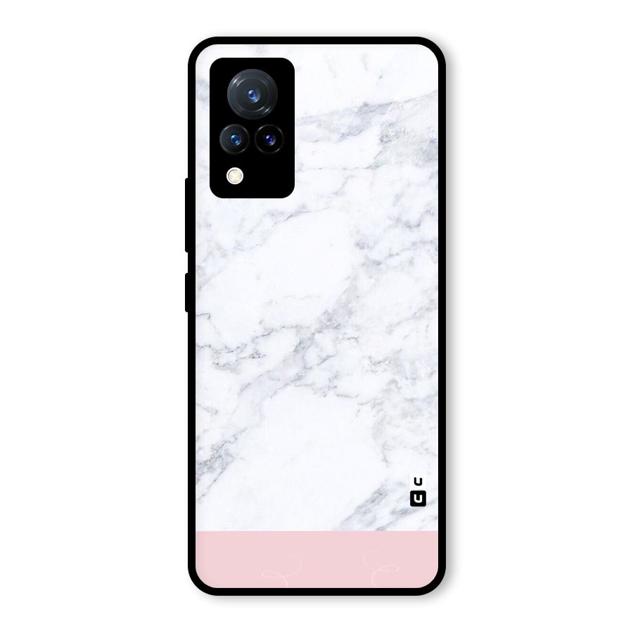 Pink White Merge Marble Glass Back Case for Vivo V21 5G