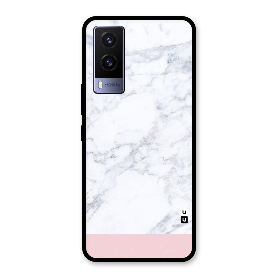 Pink White Merge Marble Glass Back Case for Vivo V21e 5G