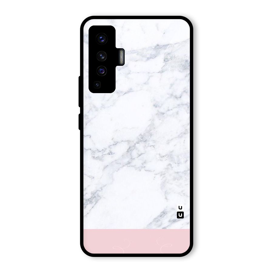 Pink White Merge Marble Glass Back Case for Vivo X50