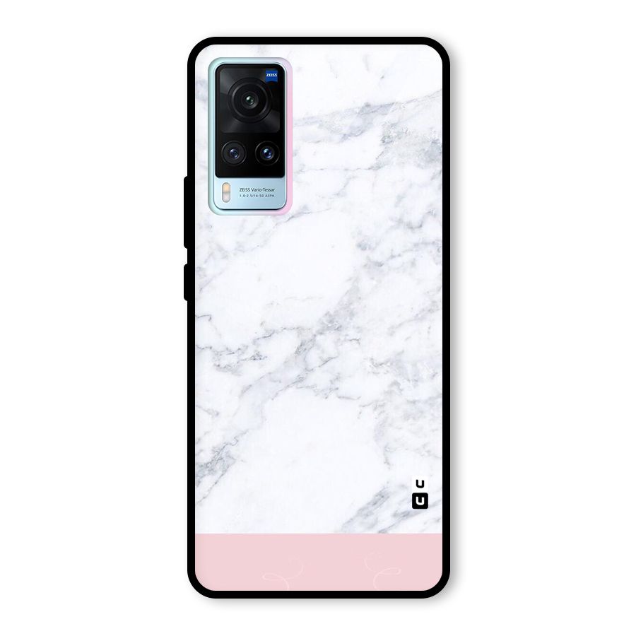 Pink White Merge Marble Glass Back Case for Vivo X60