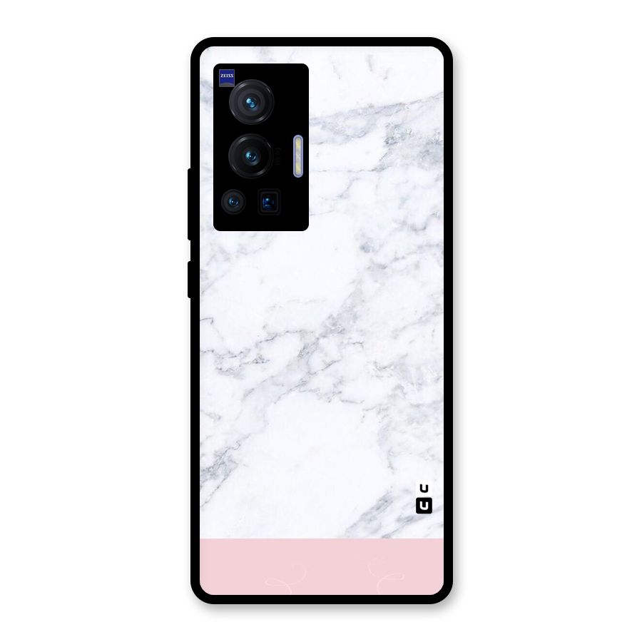 Pink White Merge Marble Glass Back Case for Vivo X70 Pro