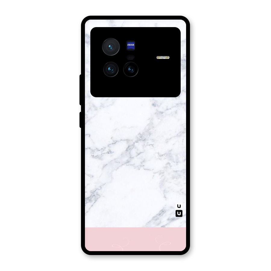 Pink White Merge Marble Glass Back Case for Vivo X80