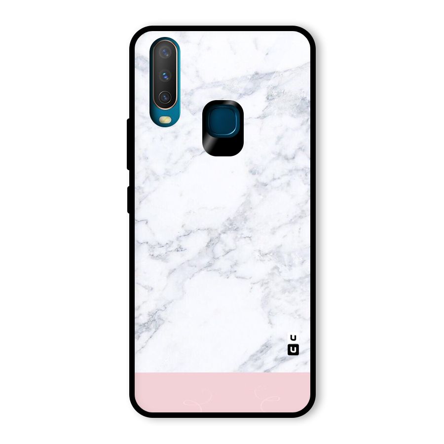Pink White Merge Marble Glass Back Case for Vivo Y15