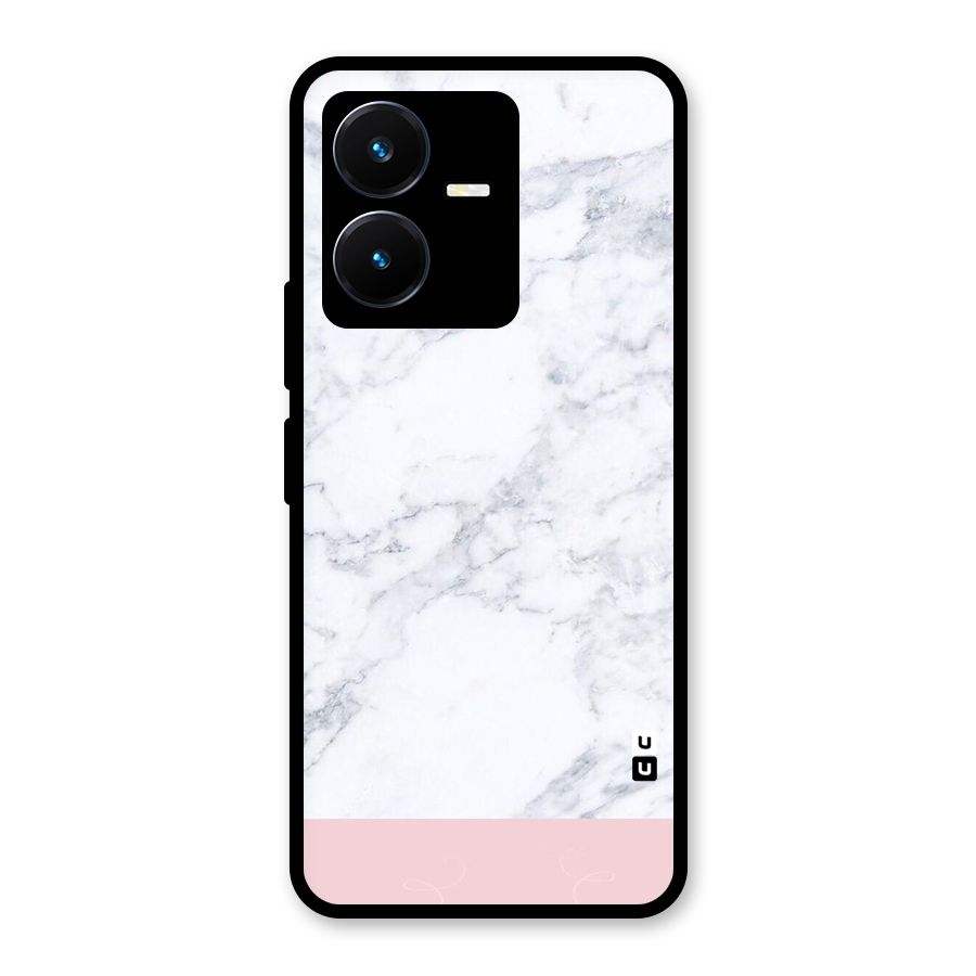 Pink White Merge Marble Glass Back Case for Vivo Y22