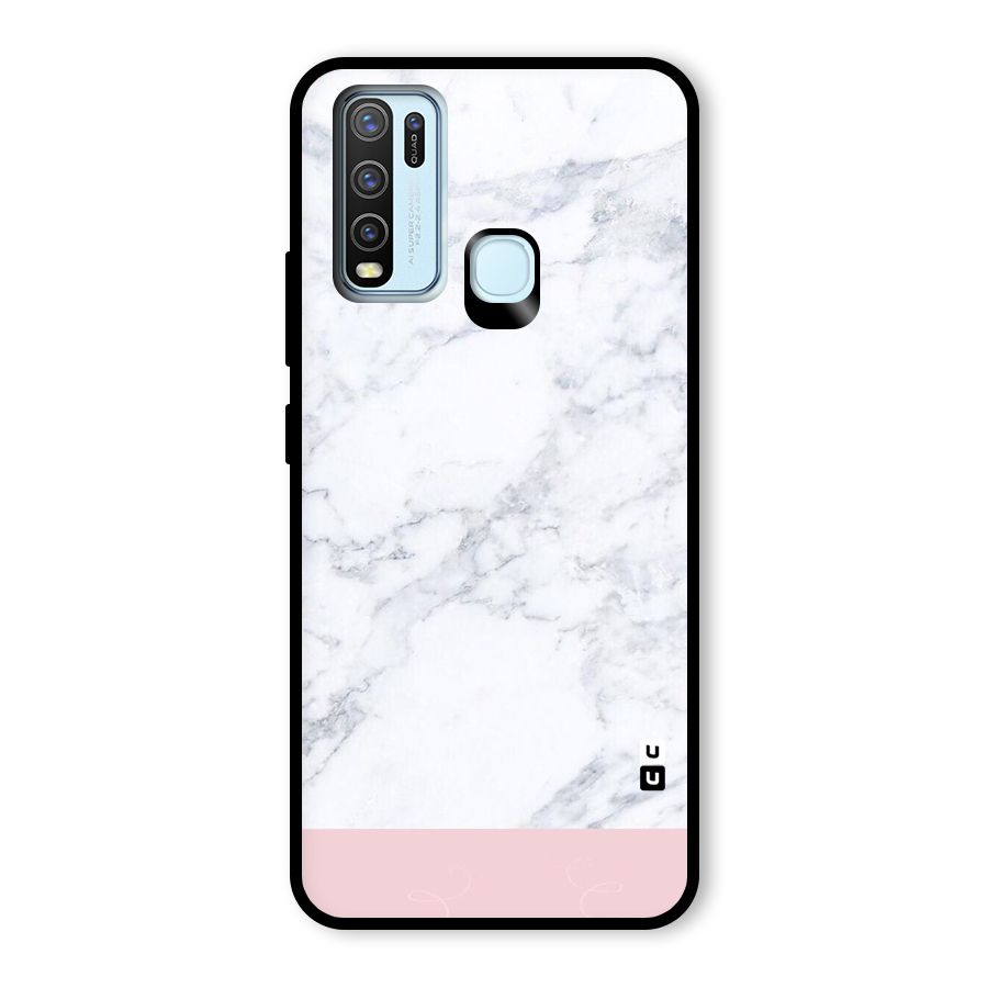 Pink White Merge Marble Glass Back Case for Vivo Y30