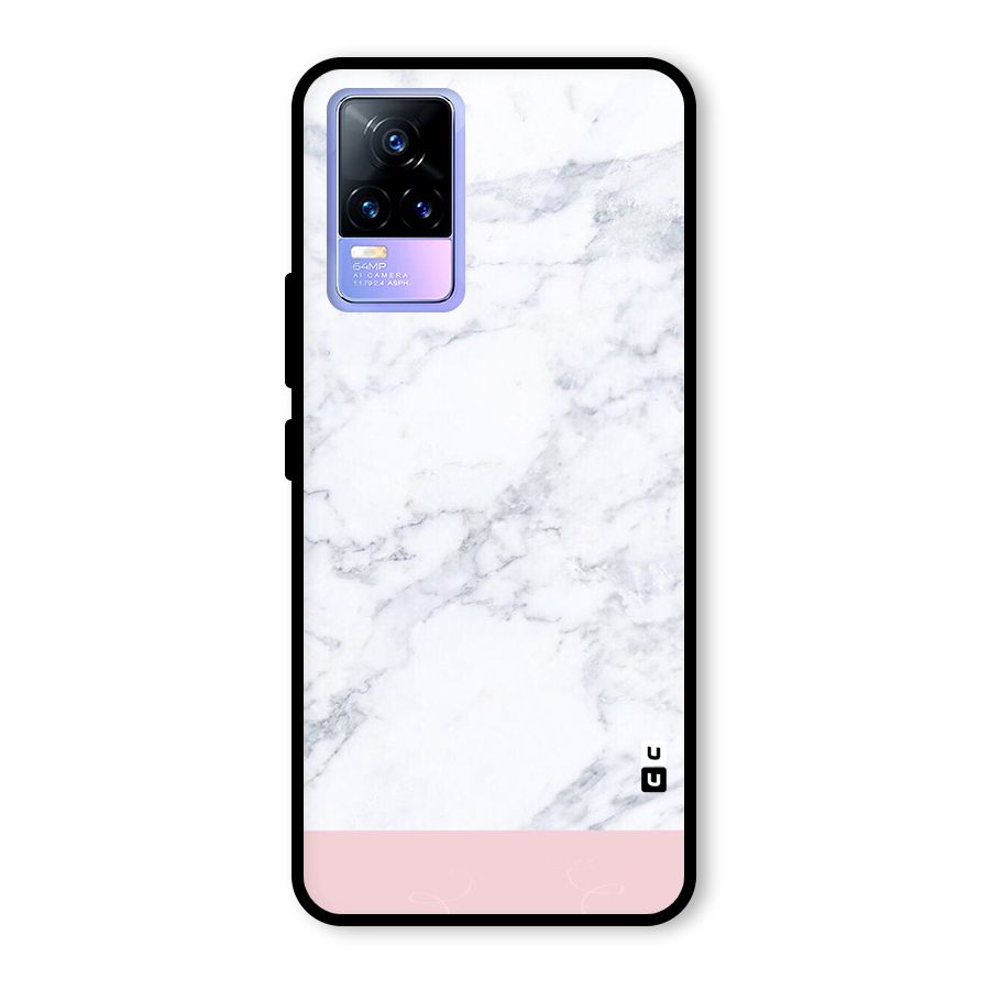 Pink White Merge Marble Glass Back Case for Vivo Y73