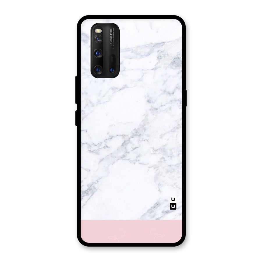 Pink White Merge Marble Glass Back Case for Vivo iQOO 3