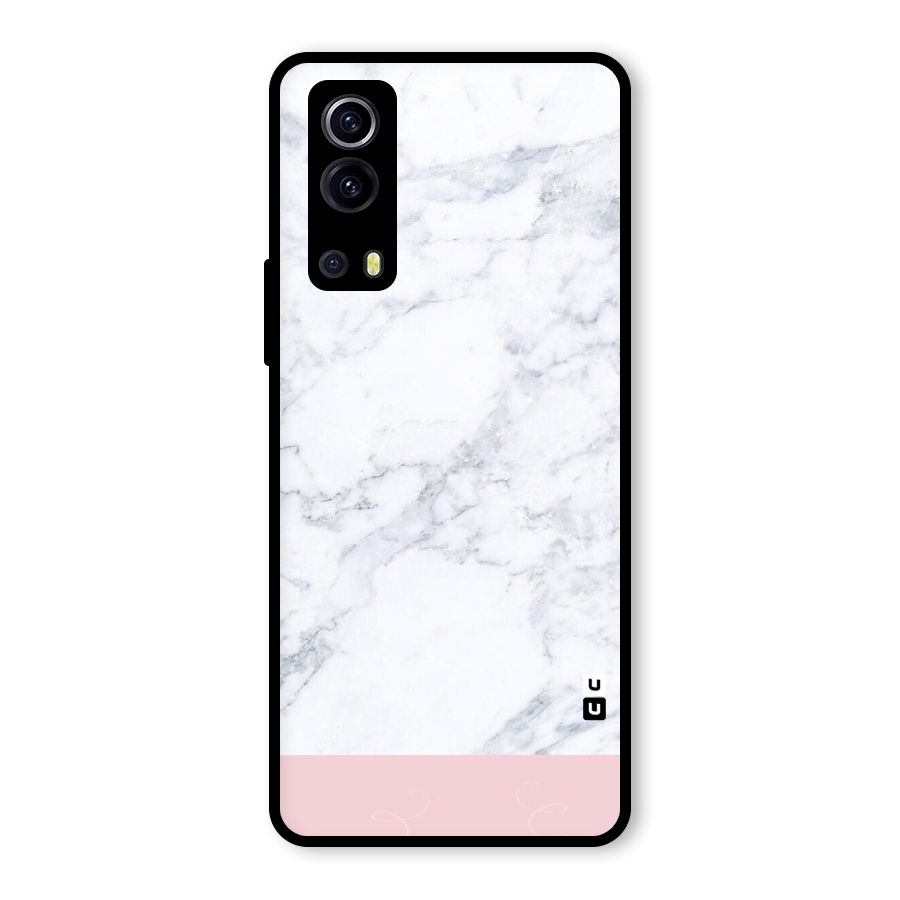 Pink White Merge Marble Glass Back Case for Vivo iQOO Z3
