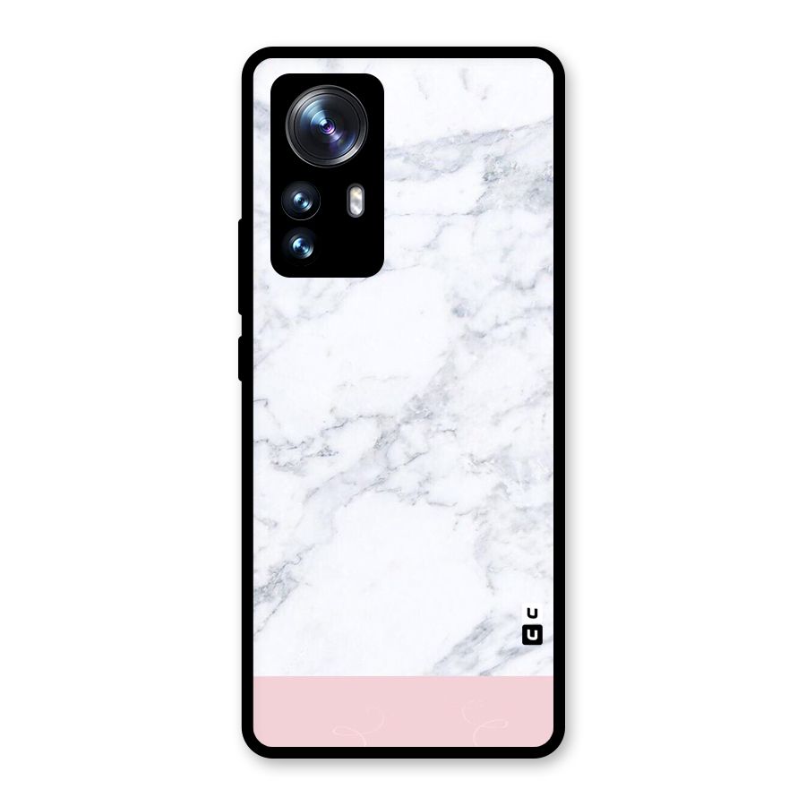 Pink White Merge Marble Glass Back Case for Xiaomi 12 Pro