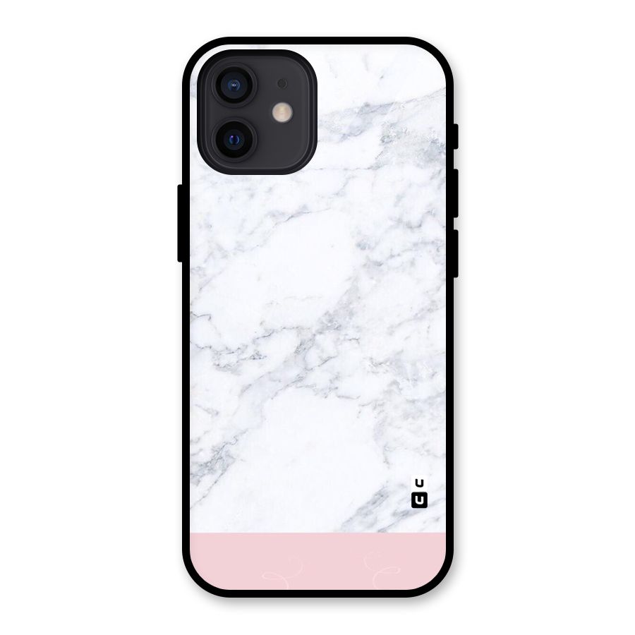 Pink White Merge Marble Glass Back Case for iPhone 12
