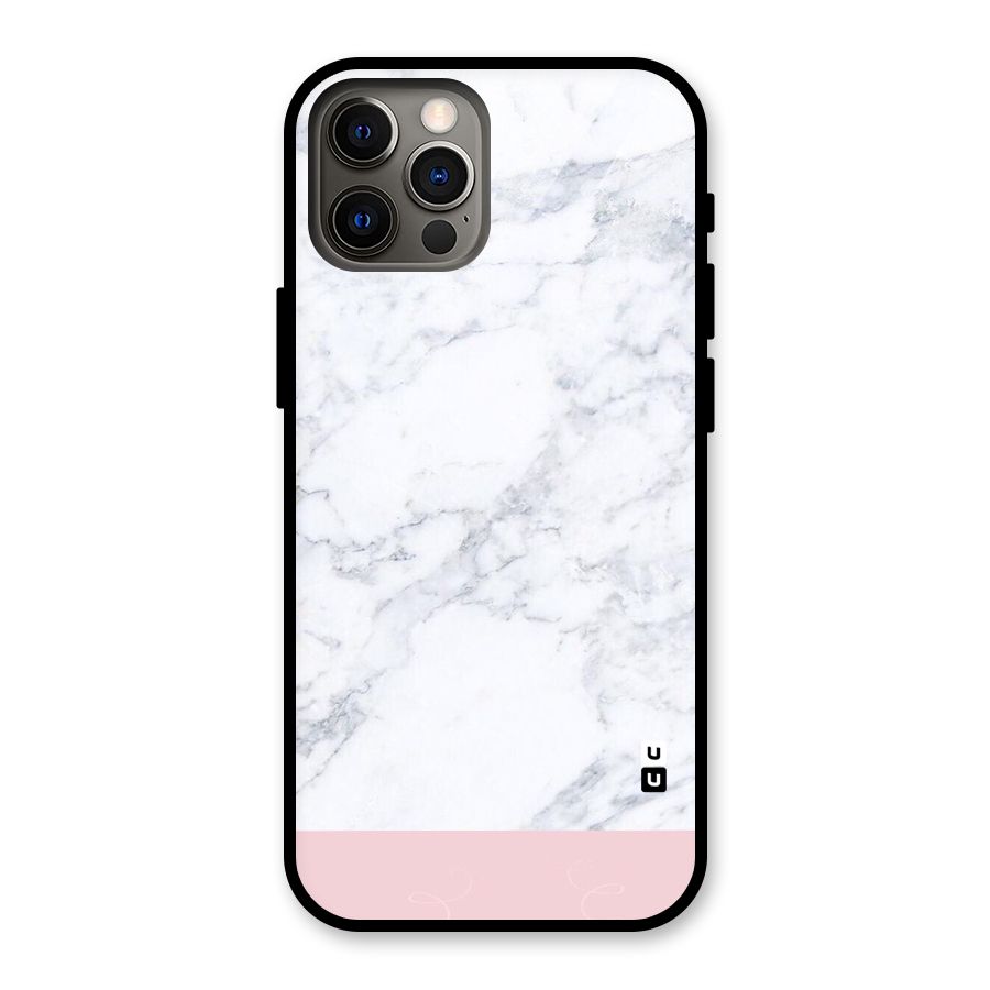 Pink White Merge Marble Glass Back Case for iPhone 12 Pro