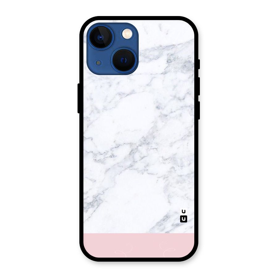 Pink White Merge Marble Glass Back Case for iPhone 13 Mini