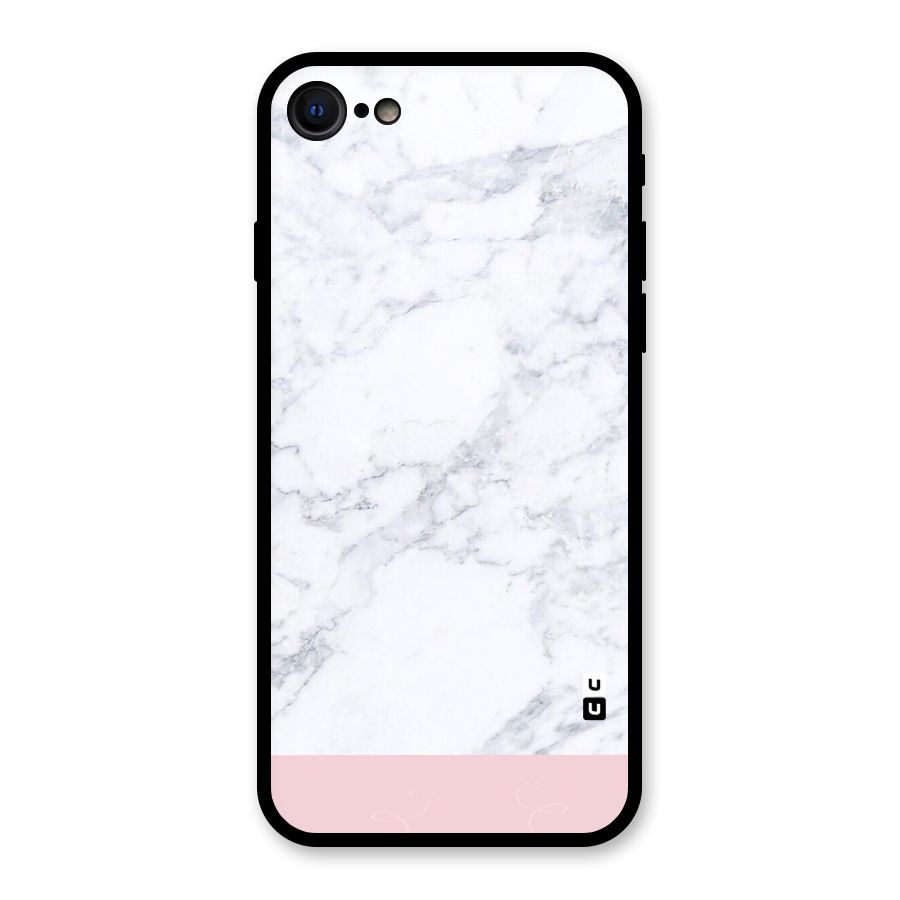 Pink White Merge Marble Glass Back Case for iPhone SE 2022