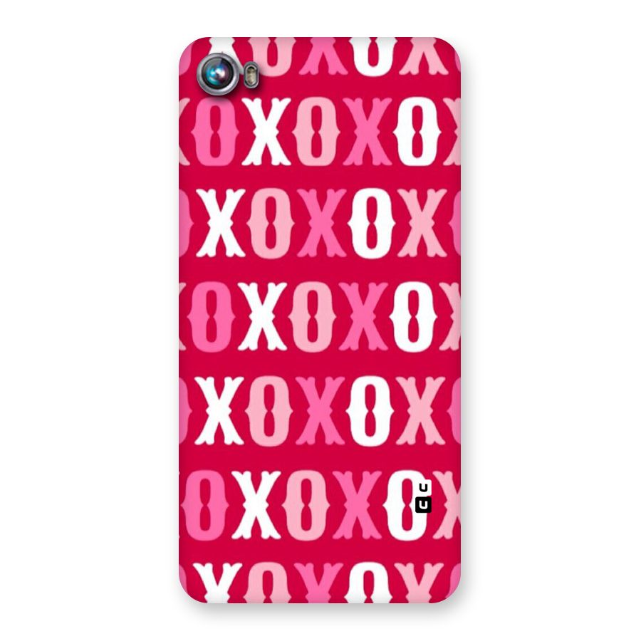 Pink White Xoxo Back Case for Micromax Canvas Fire 4 A107
