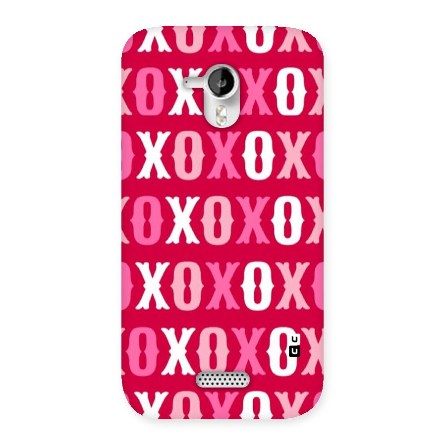 Pink White Xoxo Back Case for Micromax Canvas HD A116