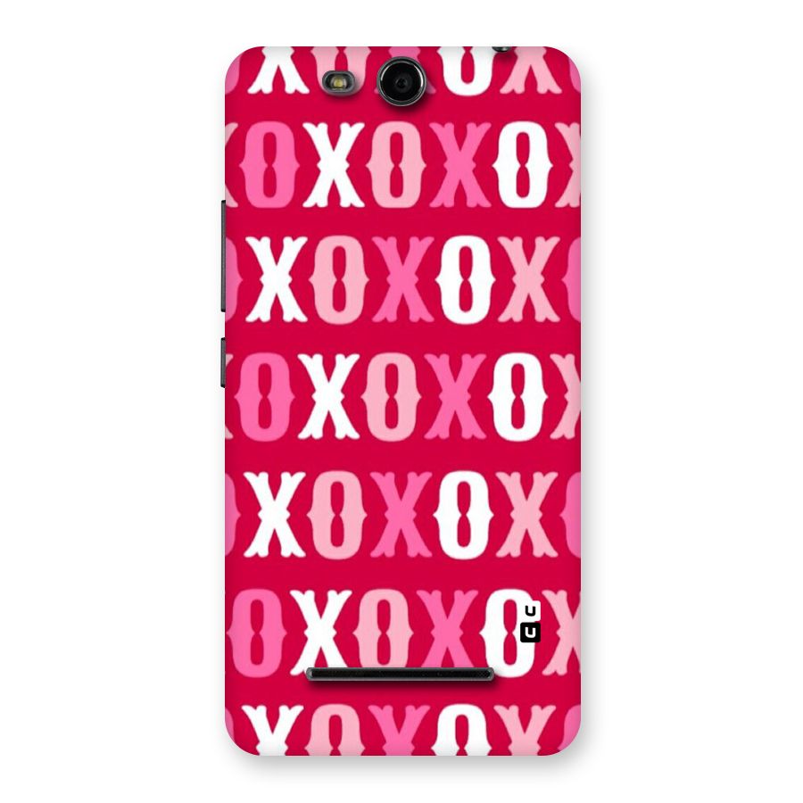 Pink White Xoxo Back Case for Micromax Canvas Juice 3 Q392