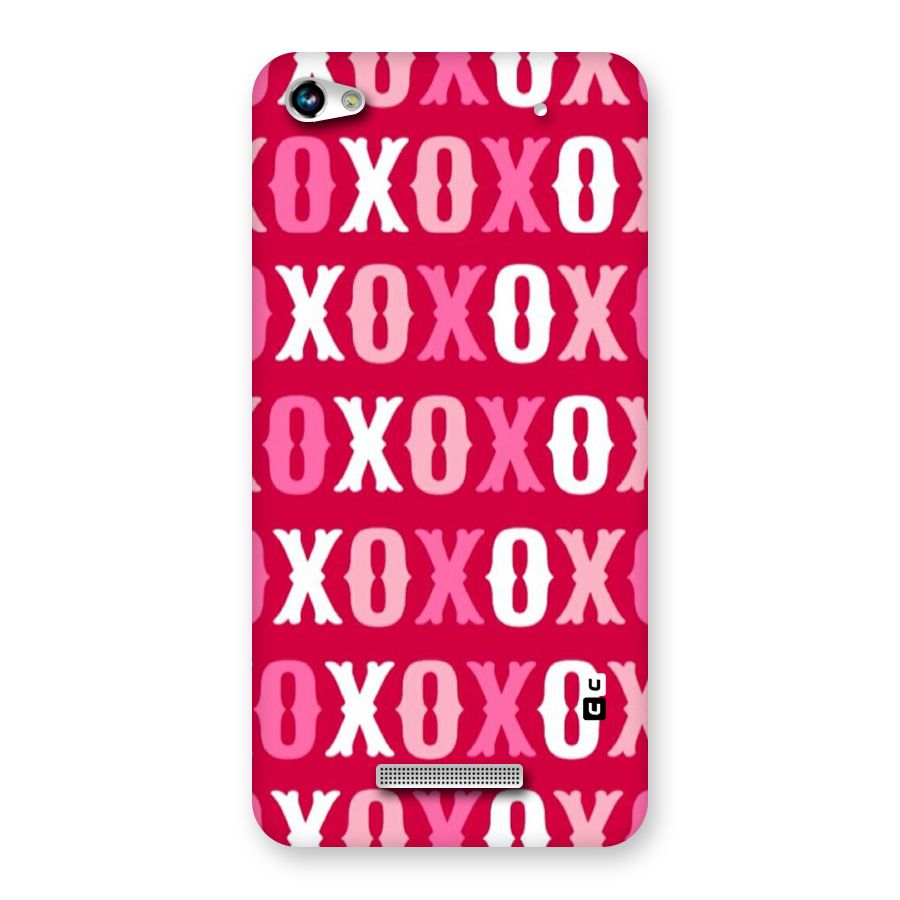 Pink White Xoxo Back Case for Micromax Hue 2