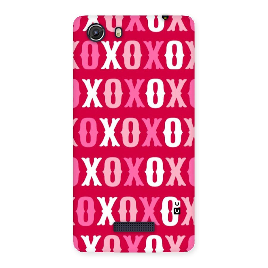 Pink White Xoxo Back Case for Micromax Unite 3