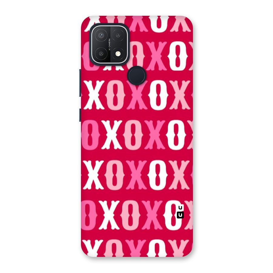 Pink White Xoxo Back Case for Oppo A15s
