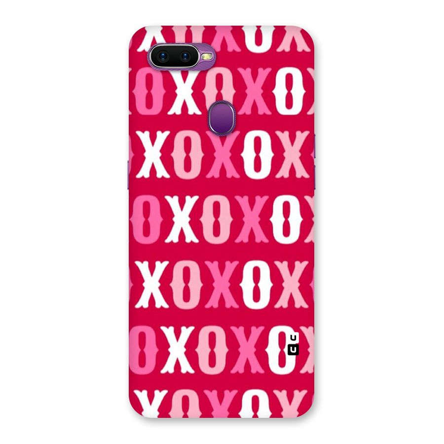 Pink White Xoxo Back Case for Oppo F9