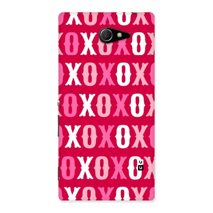 Pink White Xoxo Back Case for Sony Xperia M2