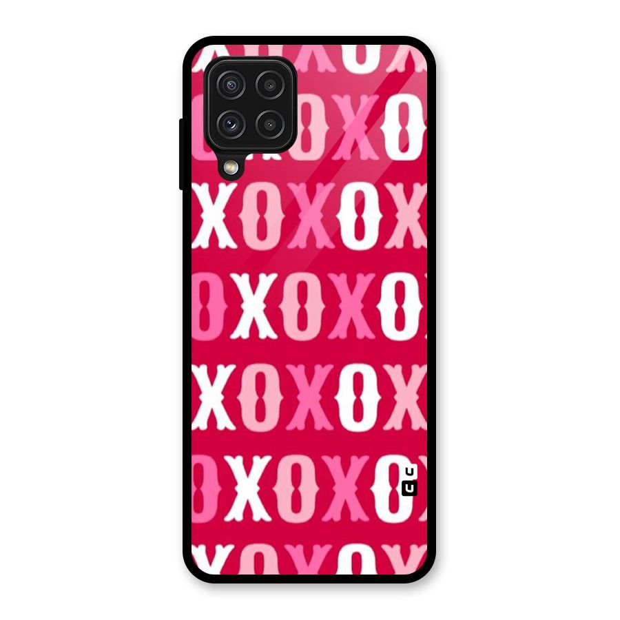Pink White Xoxo Glass Back Case for Galaxy A22 4G