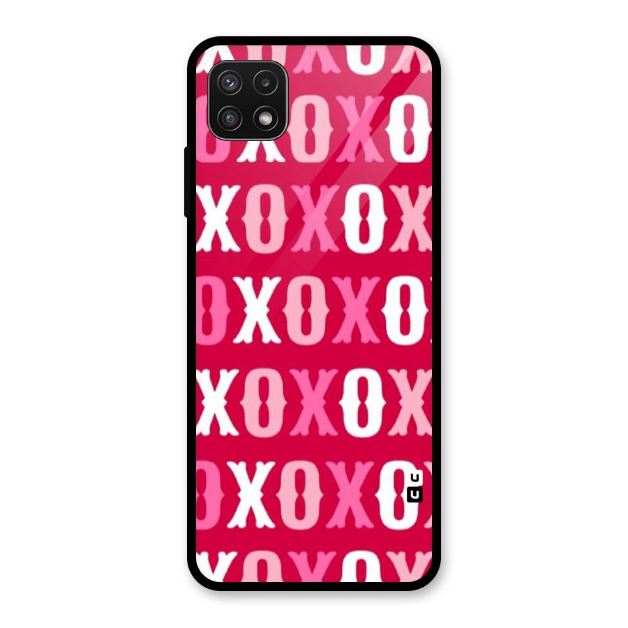 Pink White Xoxo Glass Back Case for Galaxy A22 5G