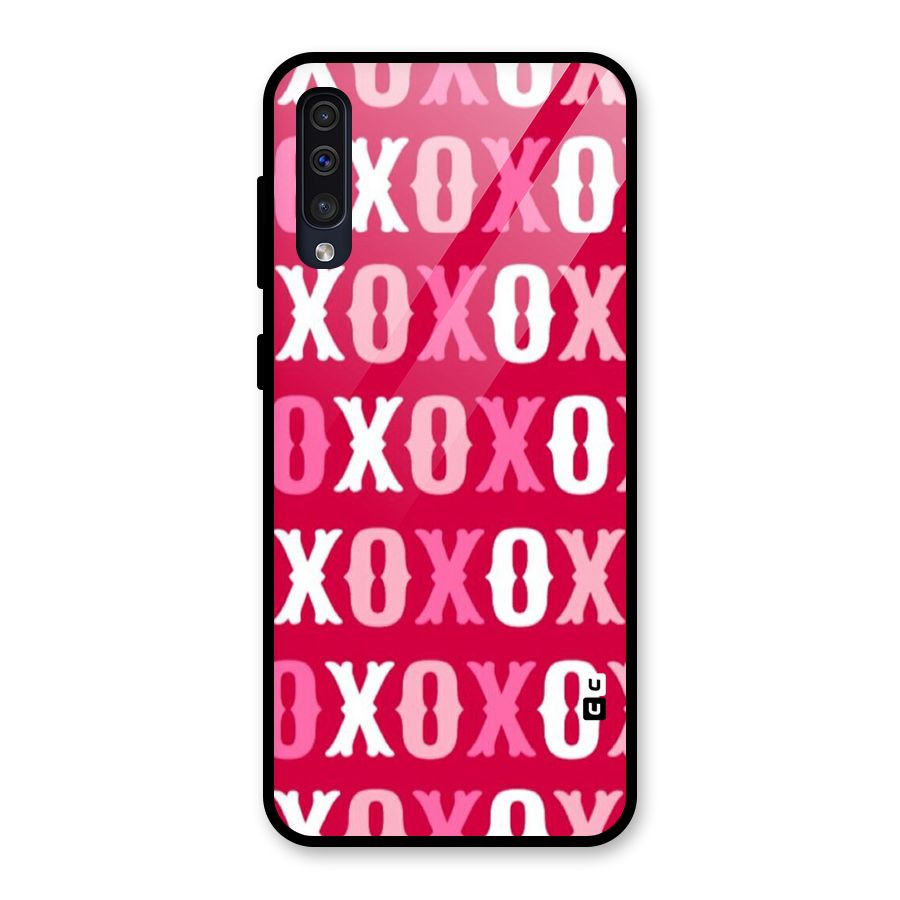 Pink White Xoxo Glass Back Case for Galaxy A50s