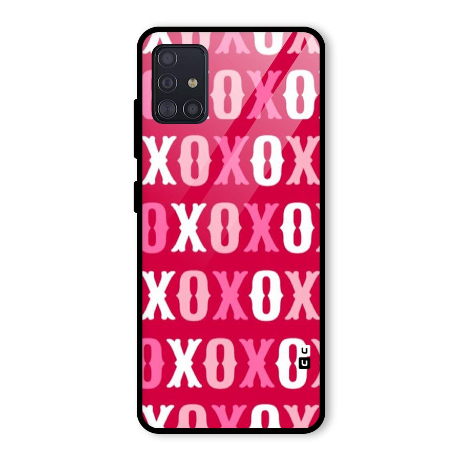 Pink White Xoxo Glass Back Case for Galaxy A51
