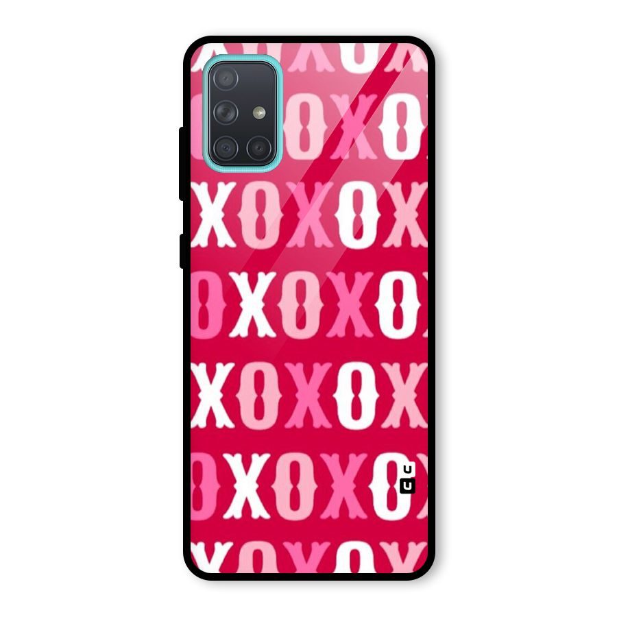 Pink White Xoxo Glass Back Case for Galaxy A71
