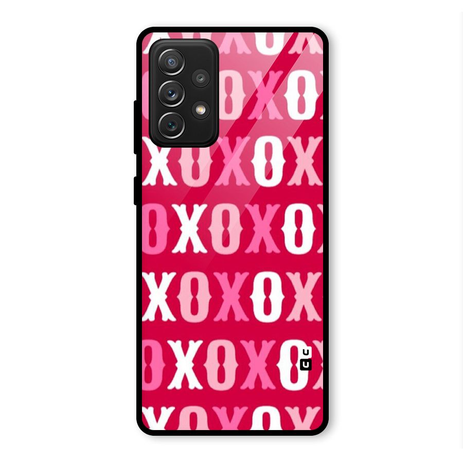 Pink White Xoxo Glass Back Case for Galaxy A72
