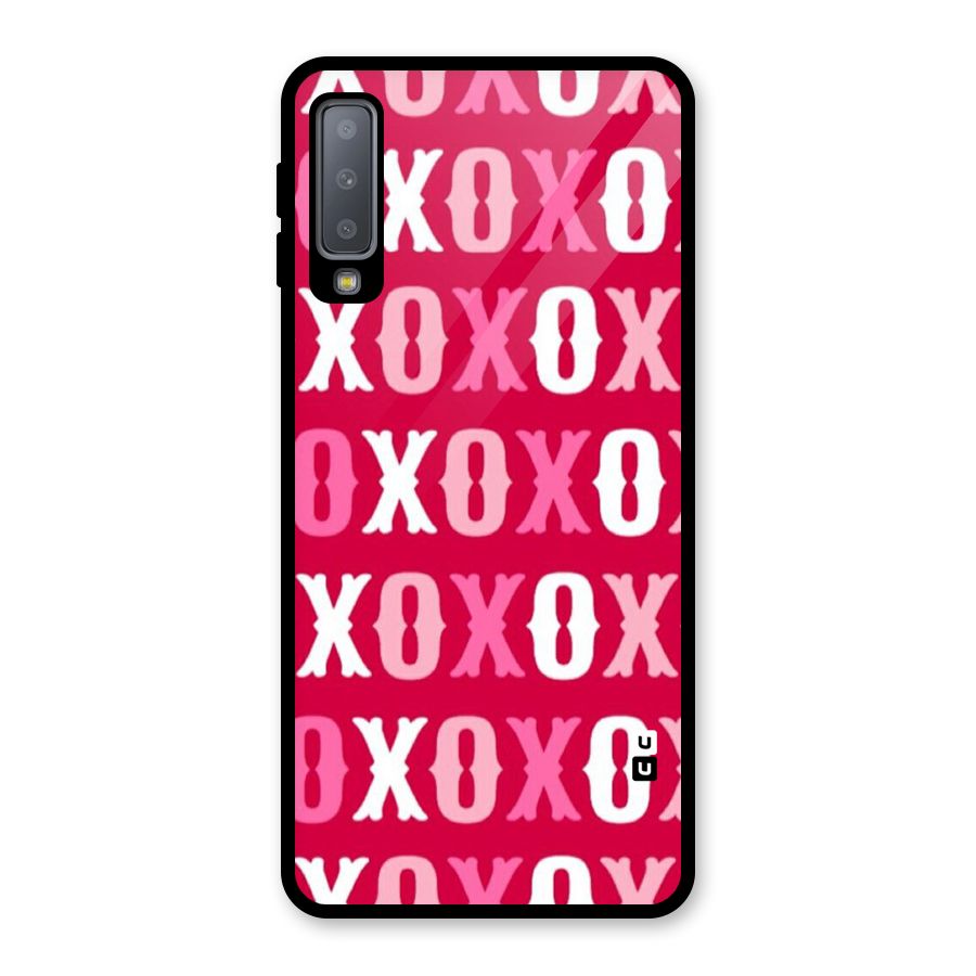 Pink White Xoxo Glass Back Case for Galaxy A7 (2018)