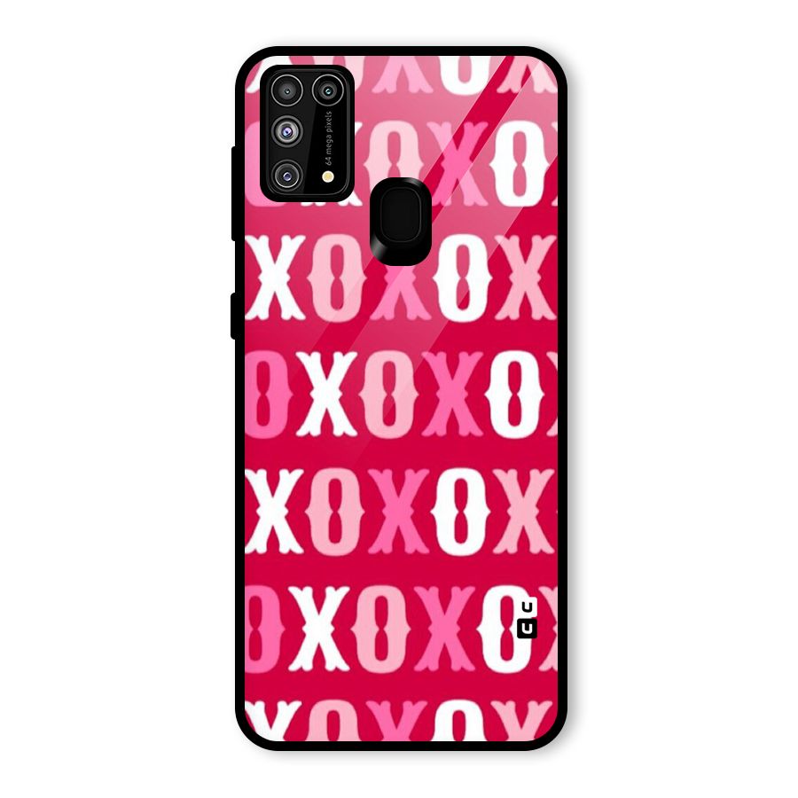 Pink White Xoxo Glass Back Case for Galaxy F41