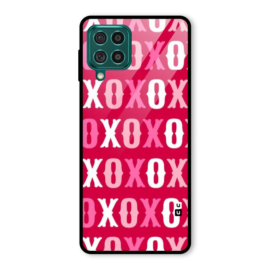 Pink White Xoxo Glass Back Case for Galaxy F62
