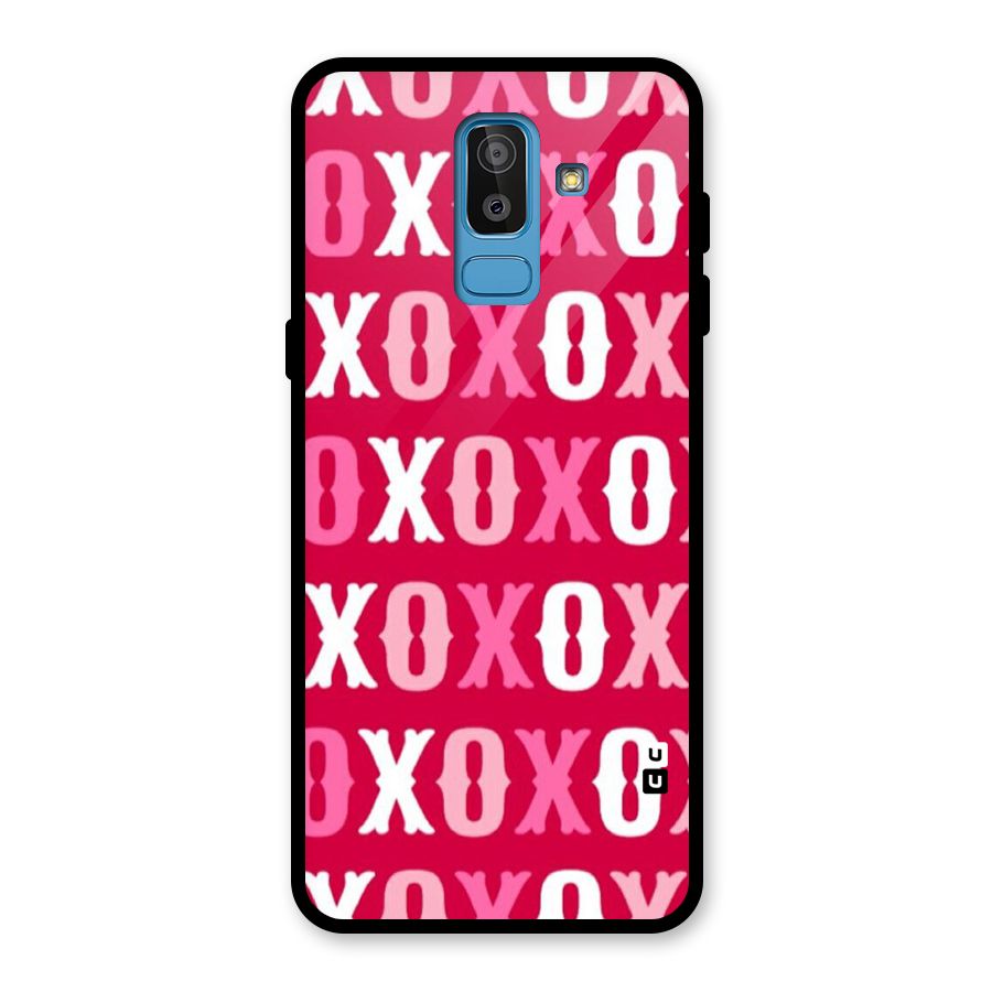 Pink White Xoxo Glass Back Case for Galaxy J8