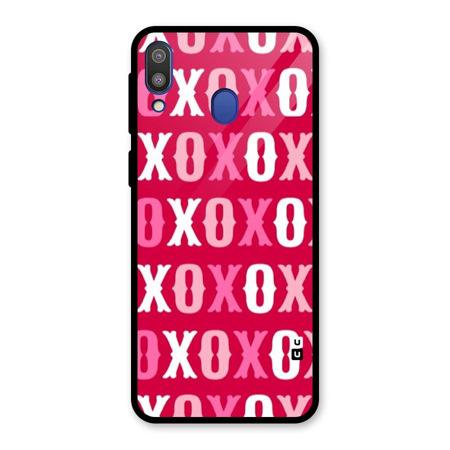 Pink White Xoxo Glass Back Case for Galaxy M20